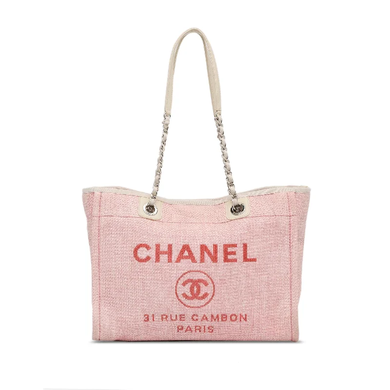 CHANEL bags with detachable pouches -Chanel Medium Canvas Deauville Tote (SHG-6SPuzp)