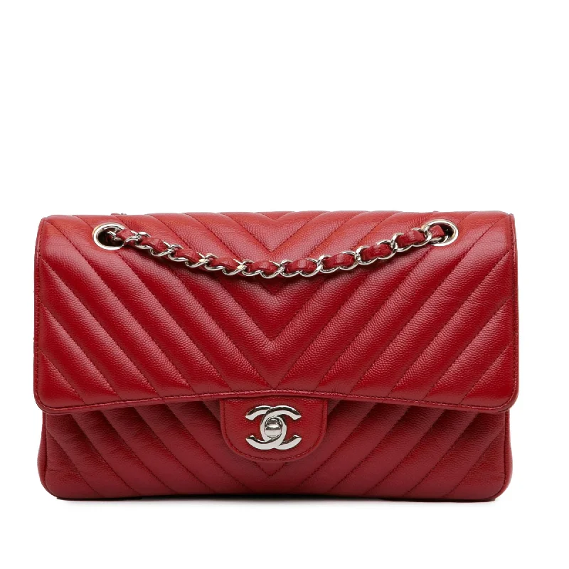 CHANEL bags with iconic design -Chanel Medium Classic Chevron Caviar Double Flap (SHG-yLe4XT)