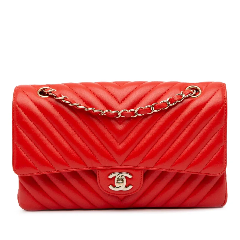 Soft leather CHANEL handbags -Chanel Medium Classic Chevron Lambskin Double Flap (SHG-PfQlYr)