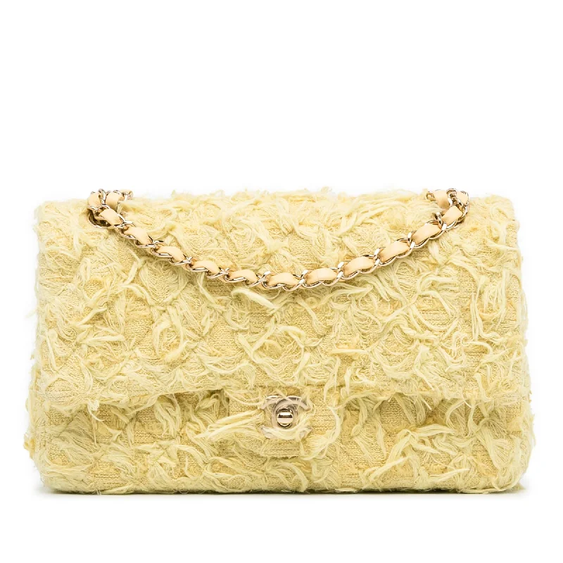 CHANEL mini flap bags -Chanel Medium Classic Fringed Tweed Double Flap (SHG-pwJcE6)