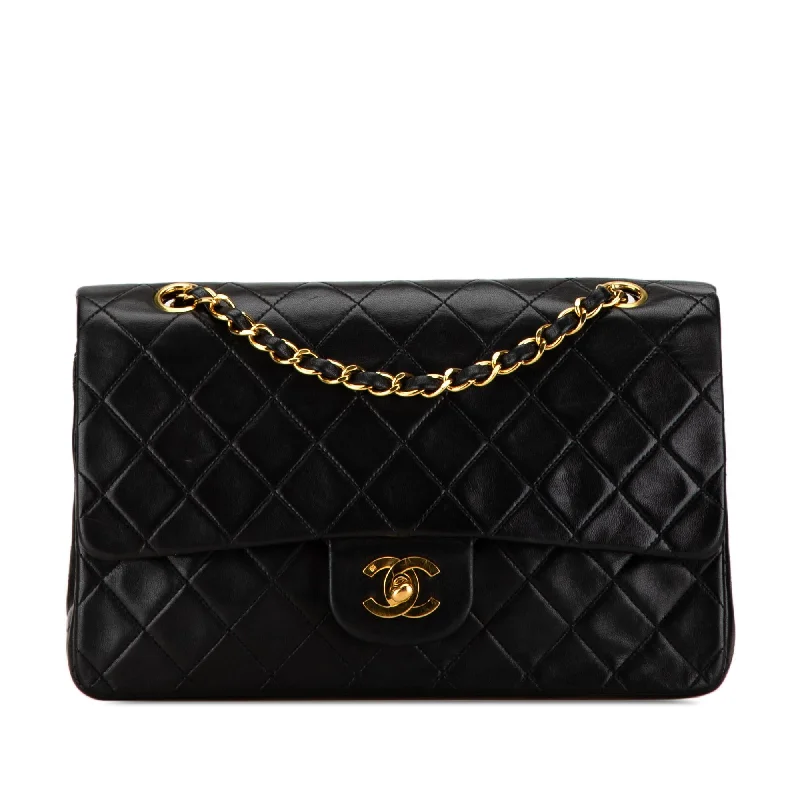 CHANEL bags with adjustable shoulder straps -Chanel Medium Classic Lambskin Double Flap (SHG-9BZf7K)