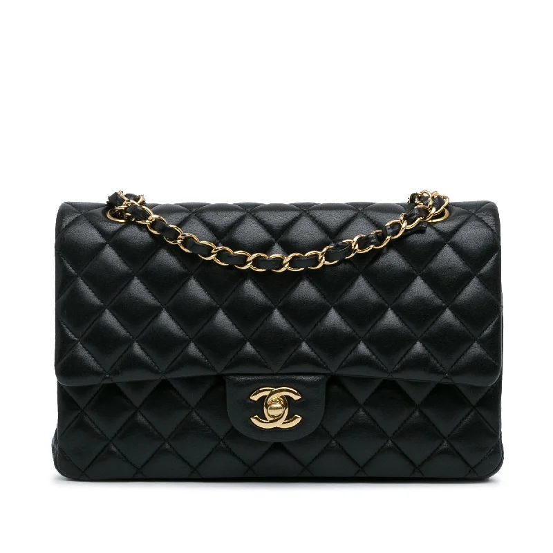 Buy CHANEL bags with leather exterior -Chanel Medium Classic Lambskin Double Flap (SHG-ABhfkF)