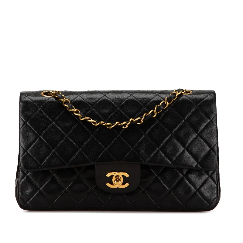 CHANEL black leather bags -Chanel Medium Classic Lambskin Double Flap (SHG-EItNre)