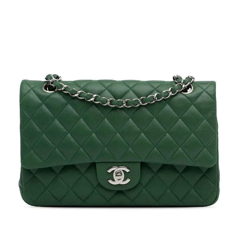 CHANEL bag with chain and leather combo -Chanel Medium Classic Lambskin Double Flap (SHG-HhOlbE)