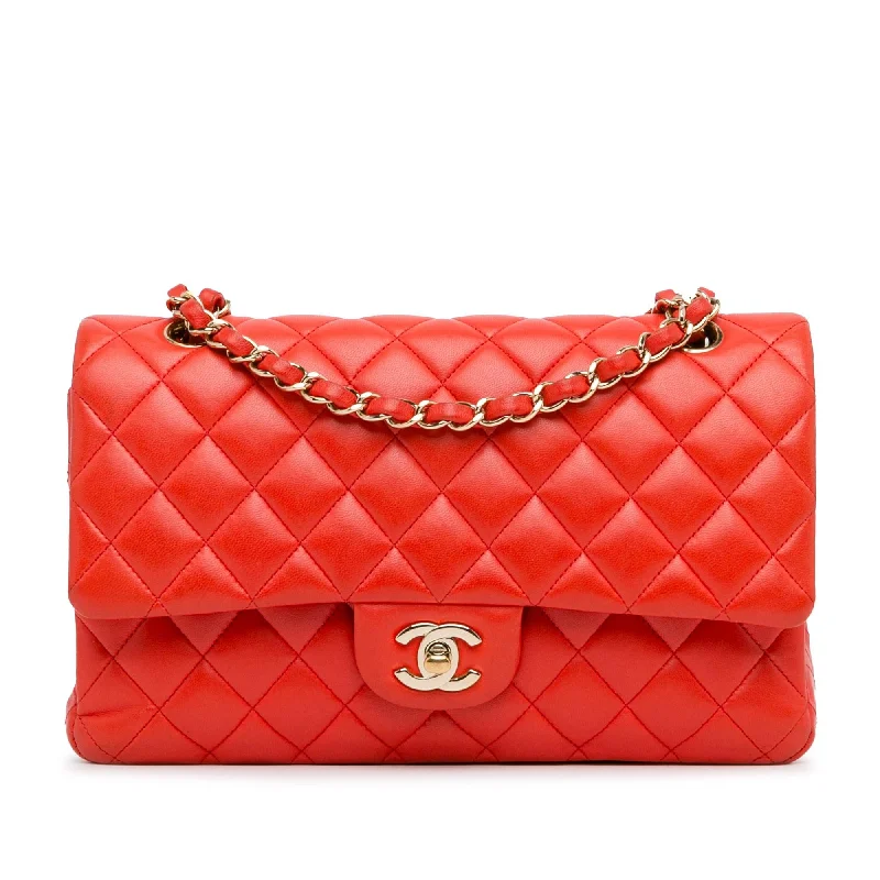 CHANEL Coco Handle bag -Chanel Medium Classic Lambskin Double Flap (SHG-UVtye4)