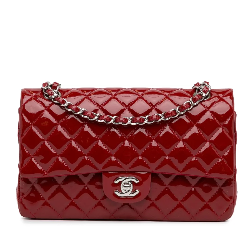 CHANEL bags with interchangeable straps -Chanel Medium Classic Patent Double Flap (SHG-aWKJWo)