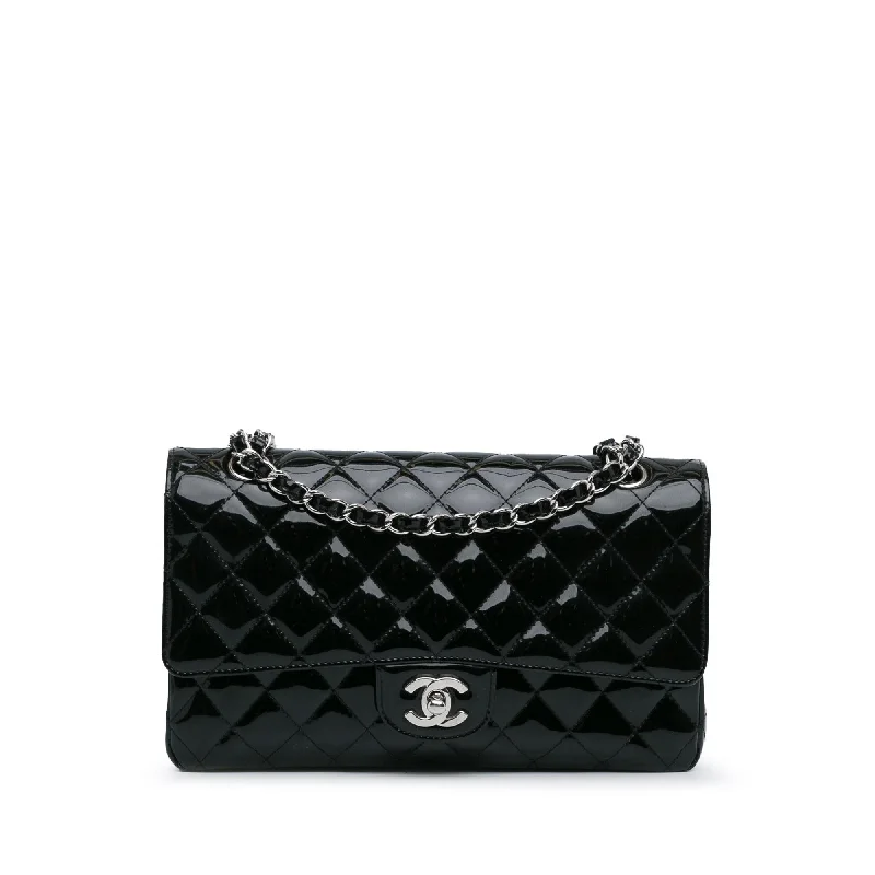 CHANEL bags with interchangeable straps -Chanel Medium Classic Patent Double Flap (SHG-YMfskG)