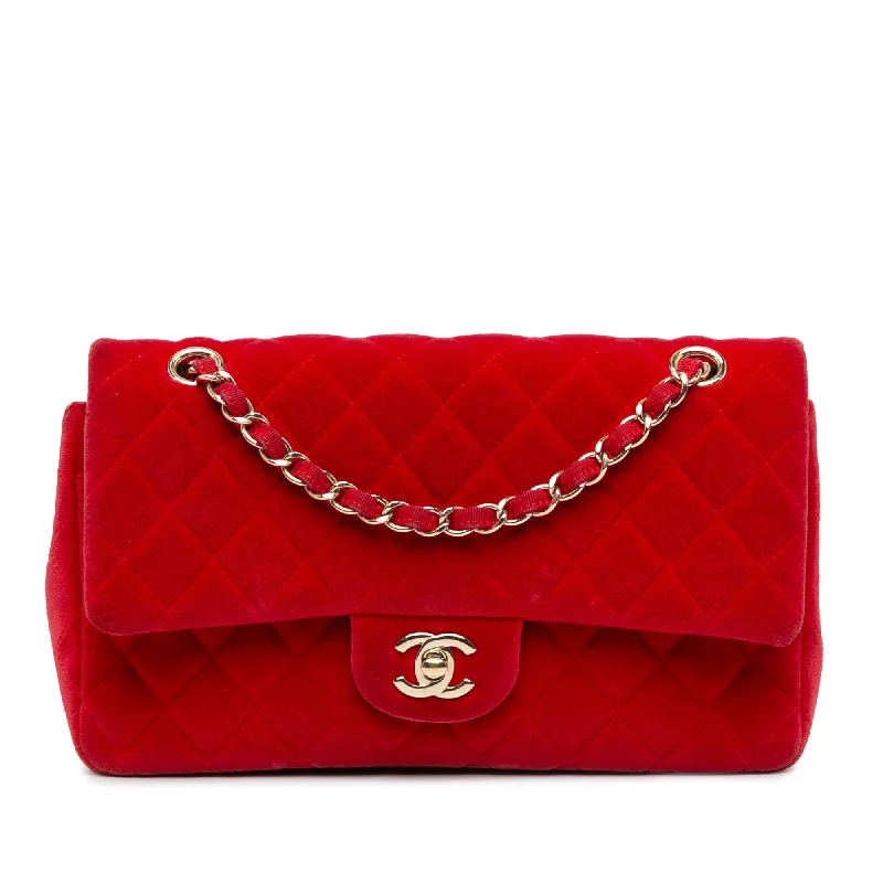 CHANEL classic flap bag -Chanel Medium Classic Velvet Double Flap (SHG-gnQvdl)