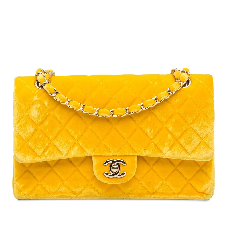 Chic CHANEL handbags for everyday use -Chanel Medium Classic Velvet Double Flap (SHG-mVxFxc)