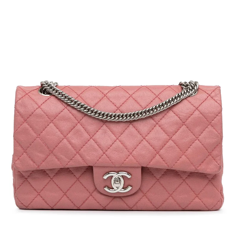 CHANEL flap bag in red leather -Chanel Medium Classic Washed Lambskin Bijoux Chain Double Flap (SHG-lfETi1)