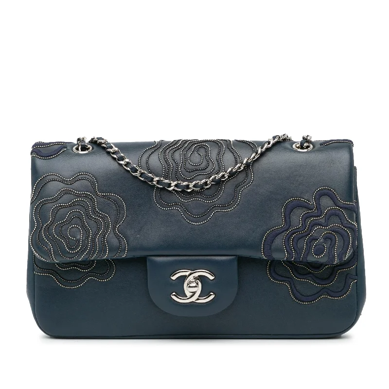 Chanel Medium Embroidered Lambskin Camellia Follies Flap (SHG-TIIm4n)