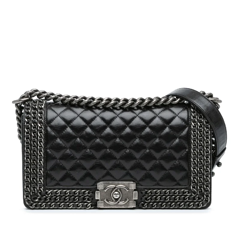 Chanel Medium Glazed Calfskin Chain Around Boy Flap (SHG-DFQBG5)