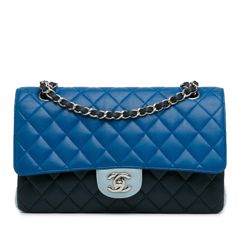 CHANEL bags with elegant chain straps -Chanel Medium Tricolor Lambskin Double Flap (SHG-ZZLQue)