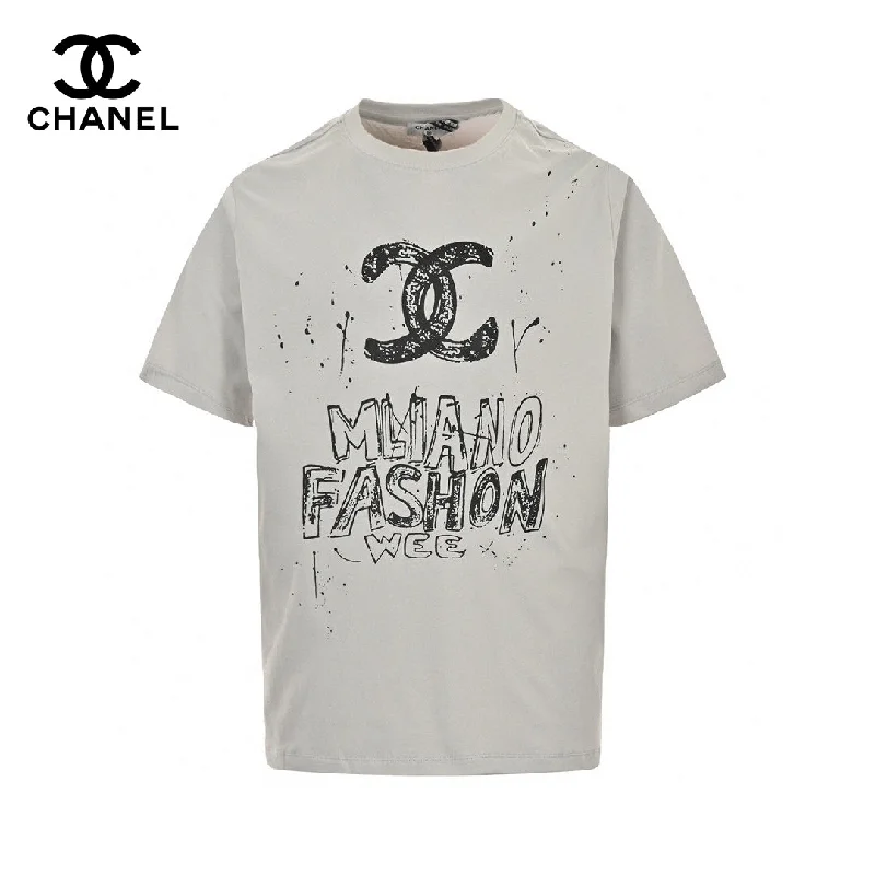 CHANEL tops with lace detailing -Chanel Milano Fashion Week T-Shirt (Gray)