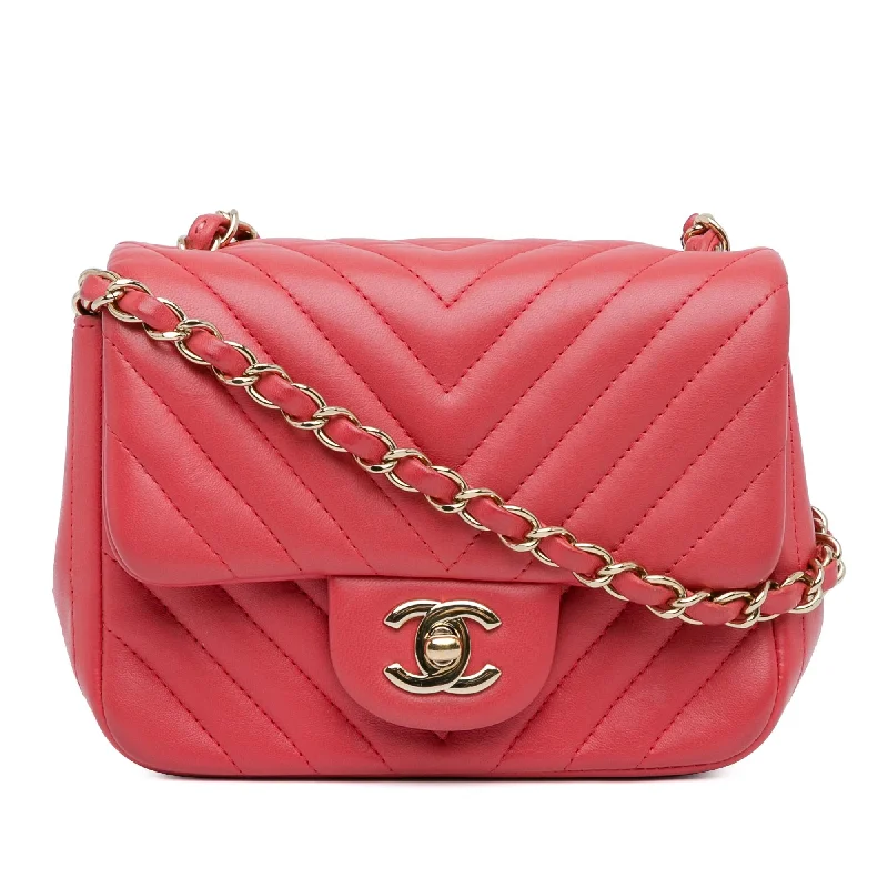 Chanel Mini Square Classic Chevron Lambskin Flap (SHG-8Ryymc)