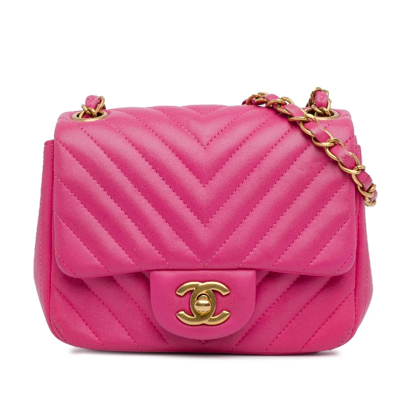 Chanel Mini Square Classic Chevron Lambskin Flap (SHG-j9k7Tq)