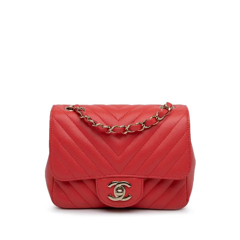 Chanel Mini Square Classic Lambskin Chevron Flap (SHG-HJTI2E)