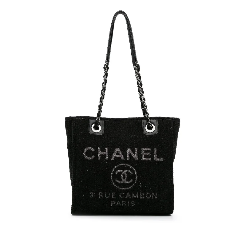 Popular CHANEL handbags in black -Chanel Mini Tweed Deauville Shopping Tote (SHG-dIHgeU)