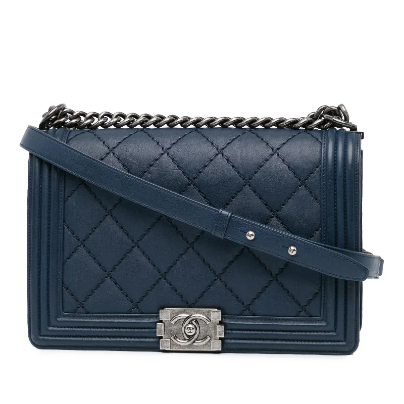 Chanel New Medium Calfskin Double Stitch Boy Flap (SHG-LubuFw)