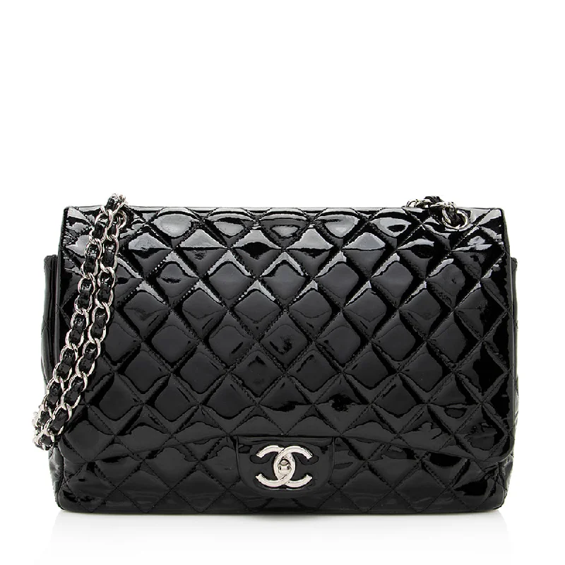 Buy CHANEL bags with original design -Chanel Patent Leather Classic Maxi Double Flap Bag (SHF-19844)