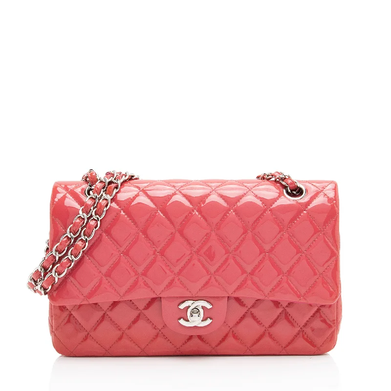 Buy CHANEL bags with soft-touch leather -Chanel Patent Leather Classic Medium Double Flap Bag (SHF-4dhv1Q)