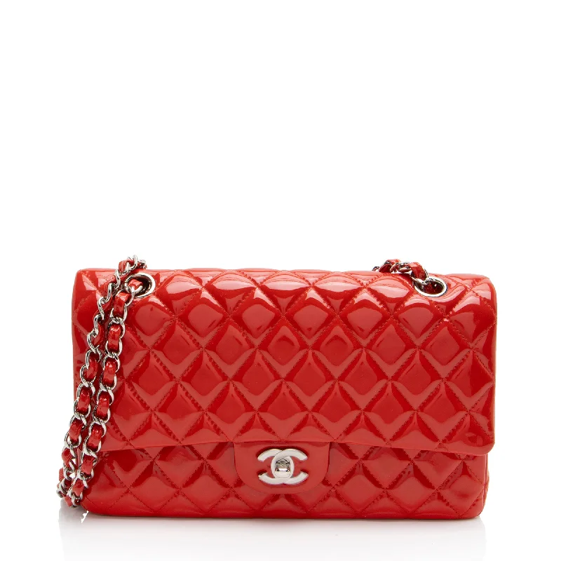 CHANEL bags for collectors and fashionistas -Chanel Patent Leather Classic Medium Double Flap Bag (SHF-N0PJ3H)