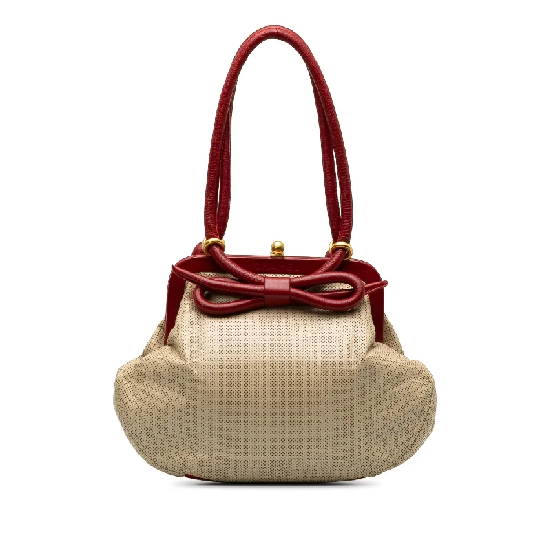 Buy CHANEL bags with timeless design -Chanel Perforated Bow Frame Handbag (SHG-EWnif8)