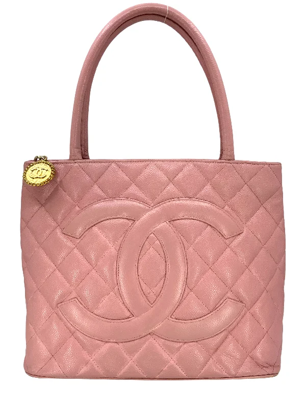 Popular CHANEL bags in different styles -Chanel Quilted Caviar Medallion Tote Bag