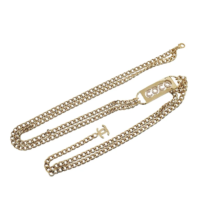 Chanel Rhinestone Coco Name Plate Chain-Link Belt - 35 89 (SHG-XLnxAn)