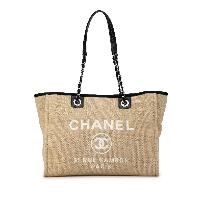 CHANEL bags with multiple pockets -Chanel Small Canvas Deauville Tote (SHG-1L4Nhk)