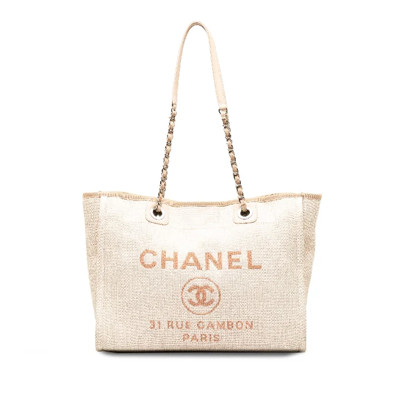 CHANEL bags with rhinestone details -Chanel Small Deauville Tote Bag (SHG-PwaxUa)