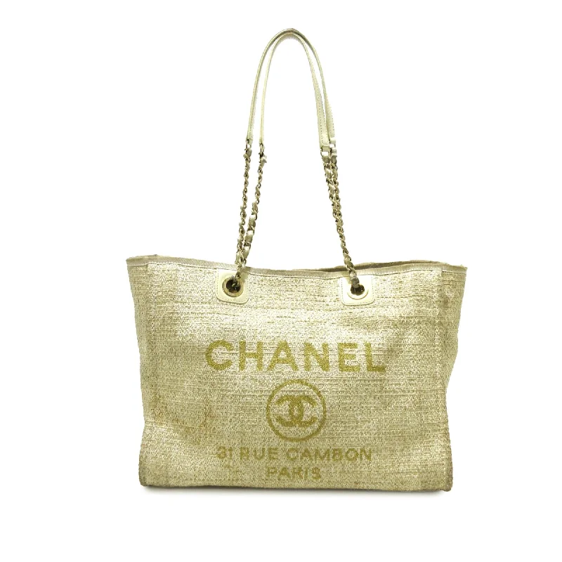 CHANEL travel bags -Chanel Small Lurex Boucle Deauville Tote (SHG-8lEXrU)