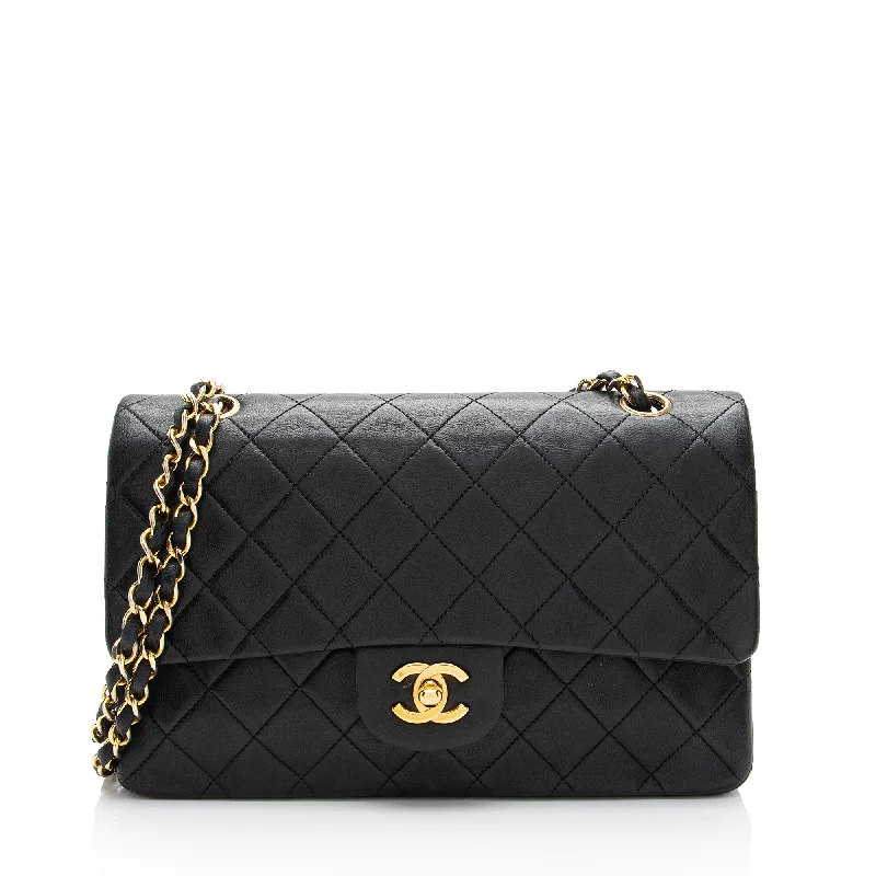 CHANEL luxury leather bags -Chanel Vintage Lambskin Classic Medium Double Flap Bag (SHF-HOBE3O)