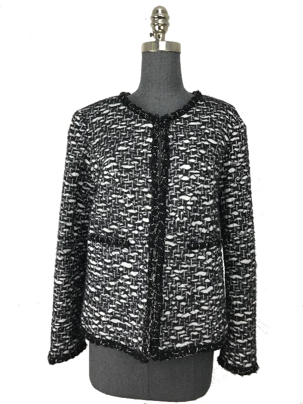 CHANEL chic jackets for women -Chanel Wool Jacquard Jewel Neckline Jacket Size M