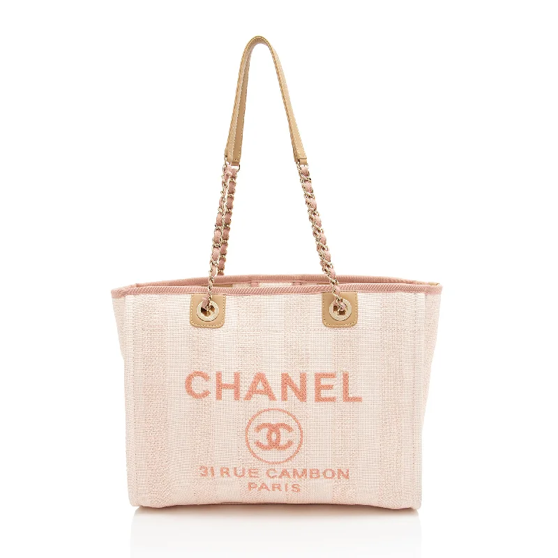 CHANEL medium flap bag -Chanel Woven Straw Deauville Small Tote (SHF-vwuyHk)