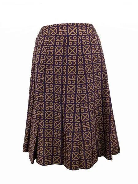 CHANEL casual wear for stylish women -Chanel Printed Silk Pleated Skirt Size S