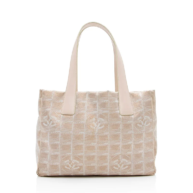 CHANEL bags for evening wear -Chanel Glitter Nylon Travel Line Medium Tote (SHF-16771)