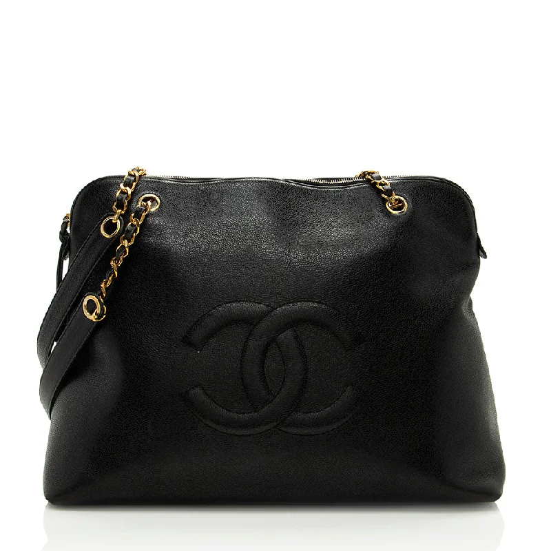 Large CHANEL bags for everyday use -Chanel Vintage Caviar Leather CC Chain Tote - FINAL SALE (SHF-17174)