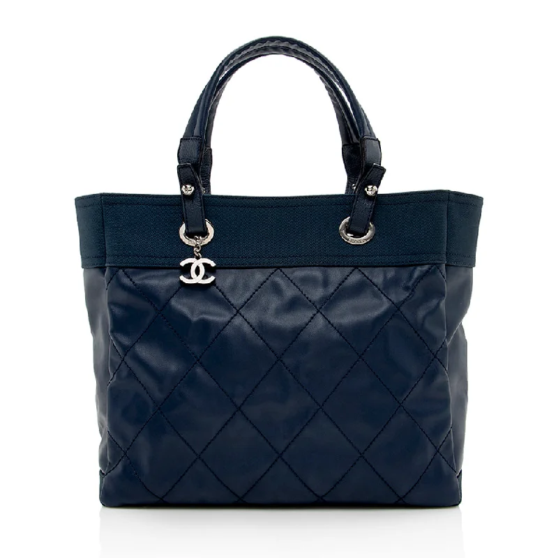 CHANEL bags with multiple pockets -Chanel Coated Canvas Biarritz Tote (SHF-16663)