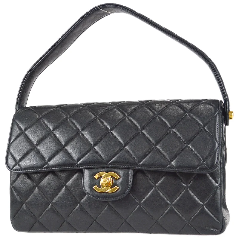 Designer CHANEL bags for formal occasions -Chanel 1994-1996 Black Lambskin Medium Double Sided Flap Handbag