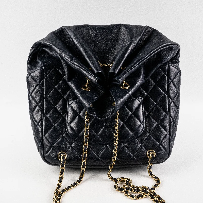 CHANEL top handle bags -Chanel Seasonal Navy Lambskin Backpack