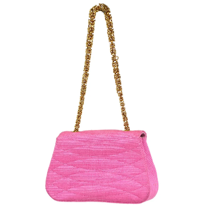 CHANEL bags with sophisticated finishes -Chanel * 1991-1994 Diagonal Stitch Handbag Mini Pink Canvas