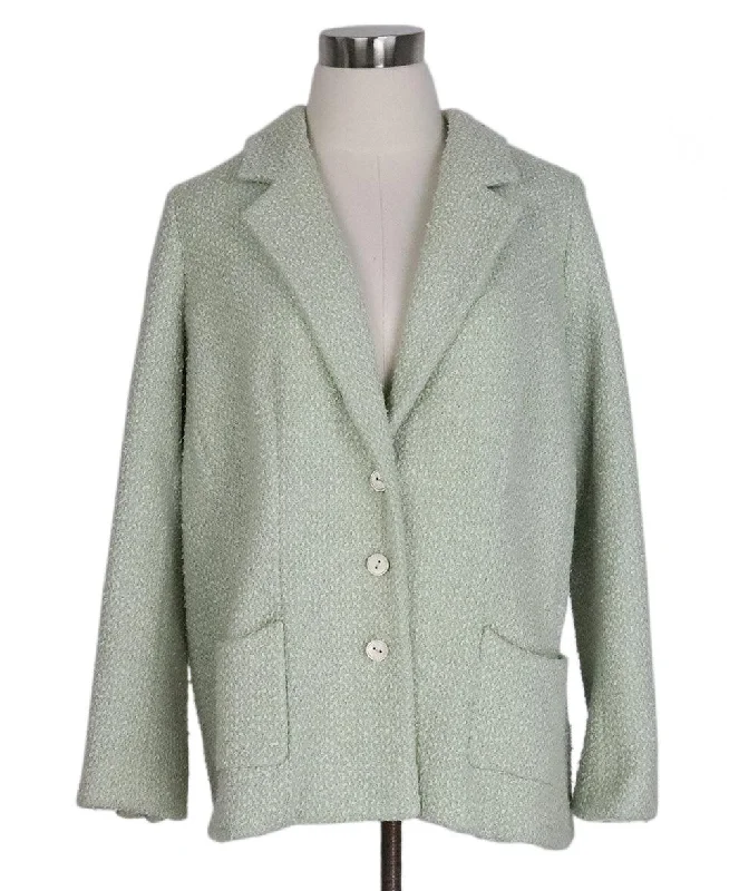 CHANEL chic blazers for business wear -Chanel 2003 Cruise Mint Green Wool Jacket sz 14