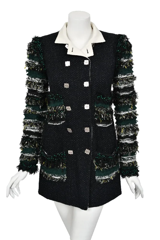 Luxury CHANEL workwear clothing -2011 Chanel by Karl Lagerfeld Runway Campaign Beaded Wool Double-Breasted Jacket