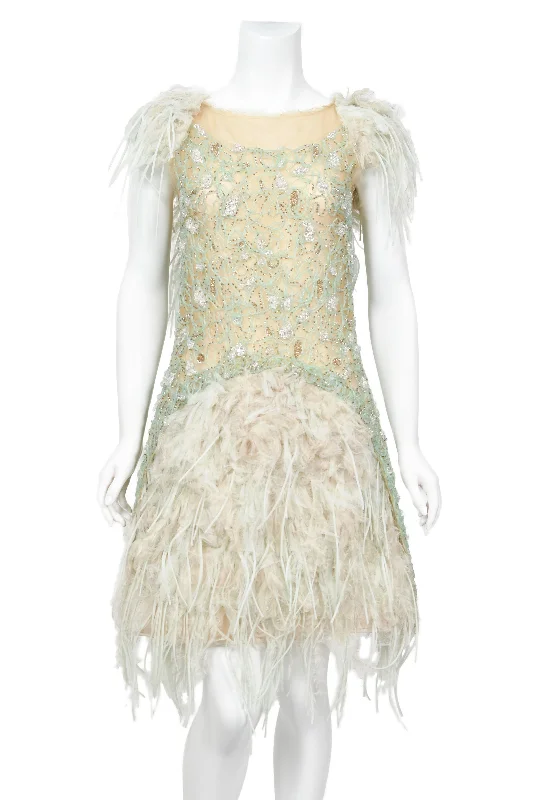 High-quality CHANEL outerwear -2012 Chanel by Karl Lagerfeld Documented Sheer Illusion Beaded Silk Dress w/Tags