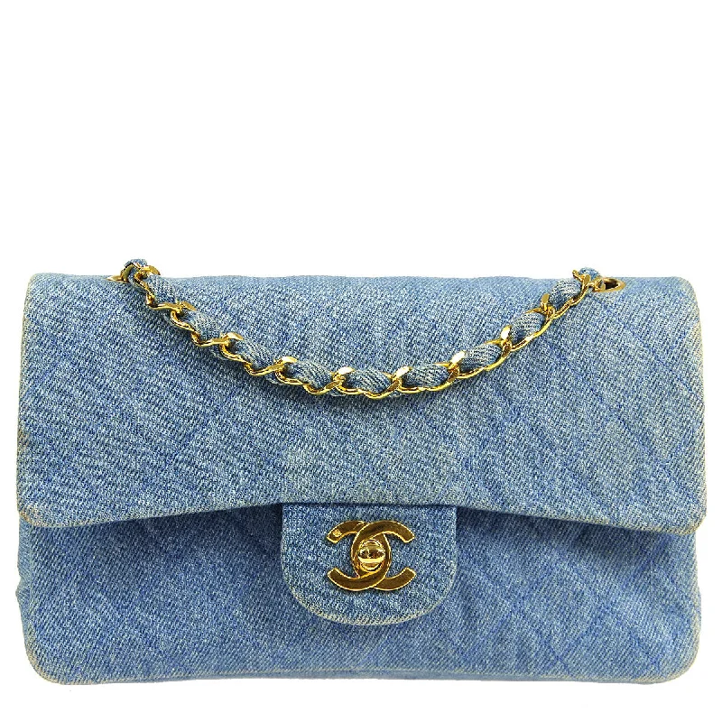 Exclusive CHANEL bags for collectors -Chanel * 1989-1991 Classic Double Flap Small Shoulder Bag Blue Denim