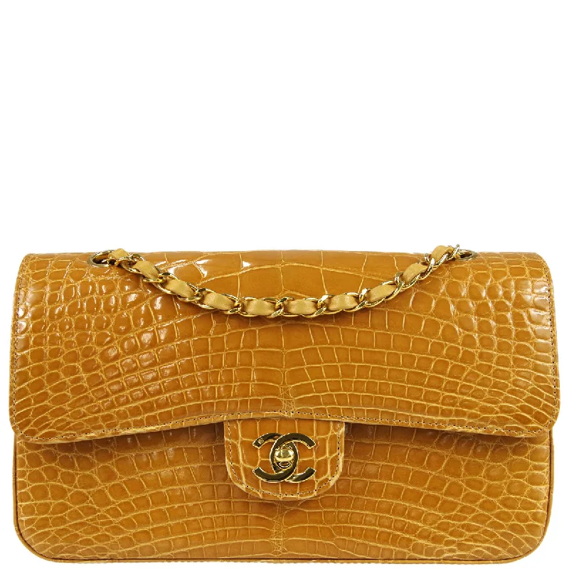 Popular CHANEL bags for fashion lovers -Chanel Classic Double Flap Medium Shoulder Bag Brown Crocodile