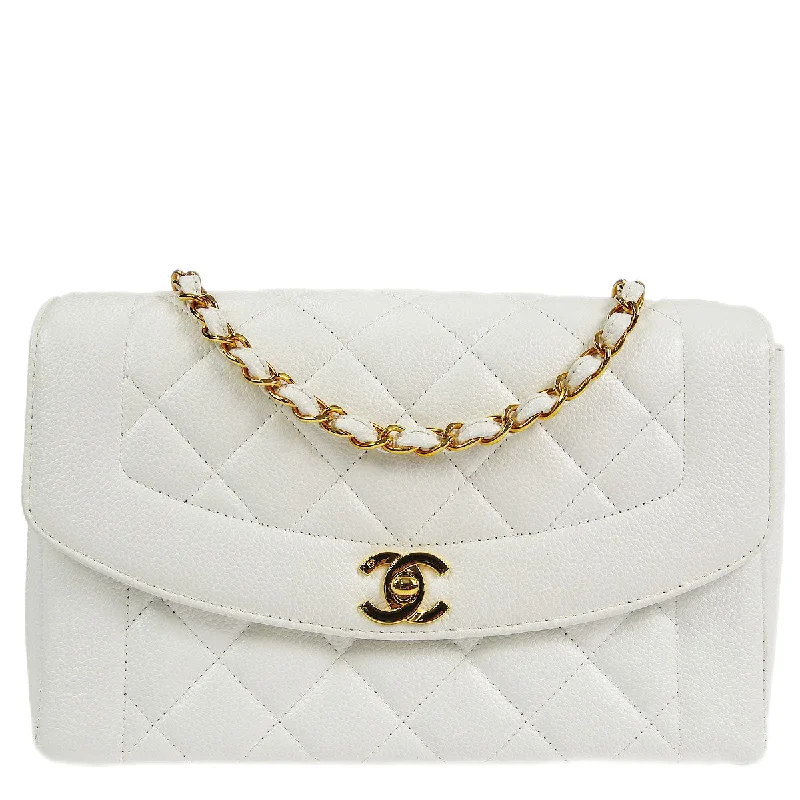 CHANEL bags with classic design -Chanel * 1997-1999 Medium Diana Chain Shoulder Bag White Caviar