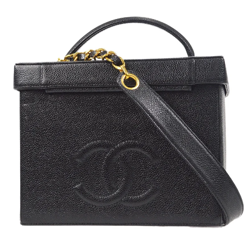 CHANEL bags with iconic color schemes -CHANEL 1994-1996 Circled CC Vanity Handbag Black Caviar