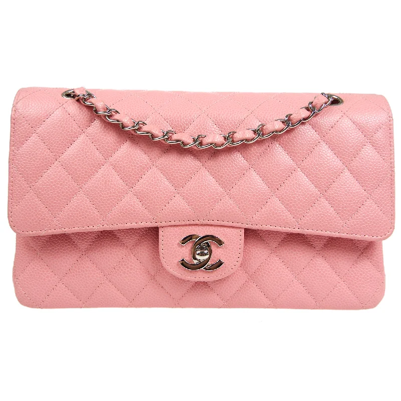 CHANEL Coco Handle bag -CHANEL * Classic Double Flap Medium Shoulder Bag Pink Caviar